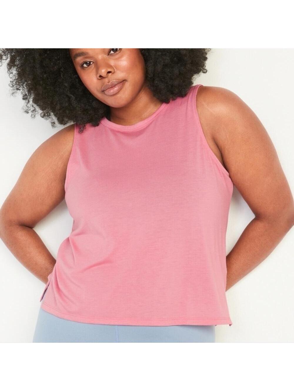 Old Navy Active Pink UltraLite Crop Tank Top 4X